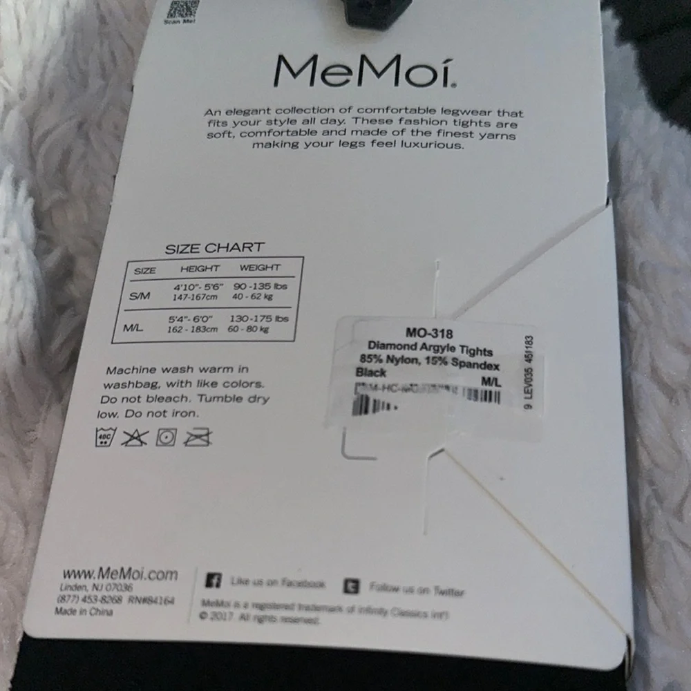 NWT MeMoi Black Fashion Tights Size M/L